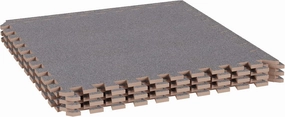 Foam Mat Floor Tiles 6PC Set - Interlocking EVA Foam Padding with Soft Carpet Top for Exercise, Yoga, Playroom, Garage, or Basement by Stalwart (Gray)