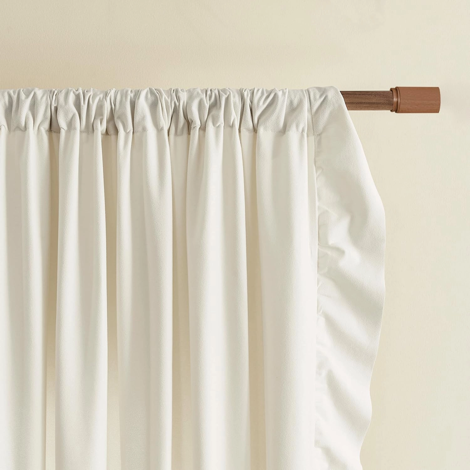 FOLKSIDE Cream Ivory Ruffle Curtains 84 Inch Length 2 Panels Set for Living Room Bedroom Shabby Chic Drapes Rod Pocket Light Reducing Window Curtains for Kids Girls Nursery Room Backdrop Decor, 52x84