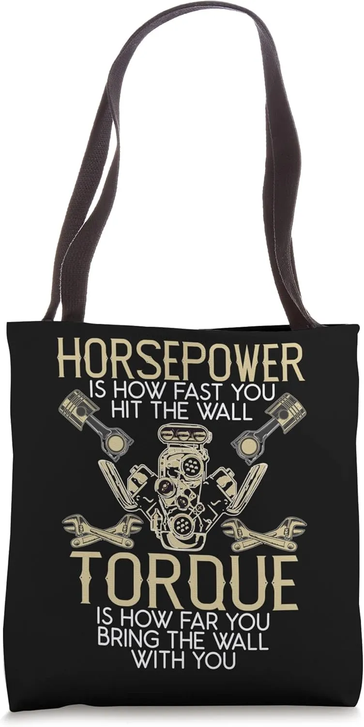 Funny Horsepower Torque Mechanic Tote Bag