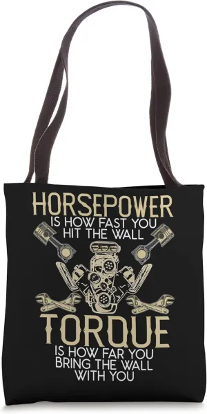 Funny Horsepower Torque Mechanic Tote Bag