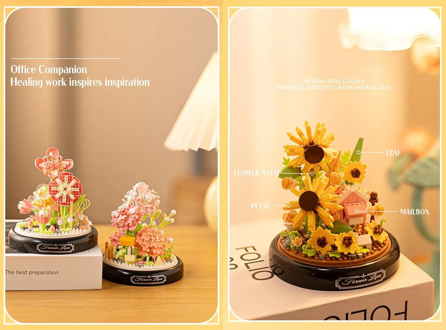 Gardenia Home Bouquets Building Toy with Dust Cover - Creative Housewarming, Ideal Creative Toy Gift for Moms and Women