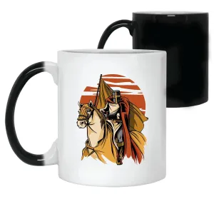 Gift for Medieval Knight Fans Cool Horse Sunset Design 11oz 15oz Color Changing Mug