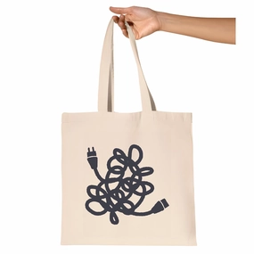 Gift for Electricians Tangled Power Cables The Wire Electricity Home Office for Professionals Natural Multicolor Canvas Tote Bag