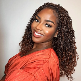 GIX Ombre Brown Yanky Twist Crochet Hair - 8 Inch 8 Packs (240 Strands) Pre-twisted Fluffy Spring Mini Twist Short Passion Twist, Pre-Looped Crochet Braids Braiding Hair (8 Inch, T30-8P)