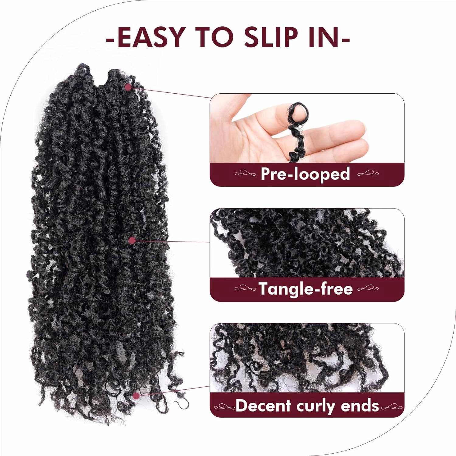 GIX Yanky Twist Crochet Hair - 10 Inch 8 Packs (240 Strands) Natural Black Pre-twisted Fluffy Spring Mini Twist Short Bob Passion Twist, Pre-Looped Crochet Braids Braiding Hair (10 Inch, 1B-8P)