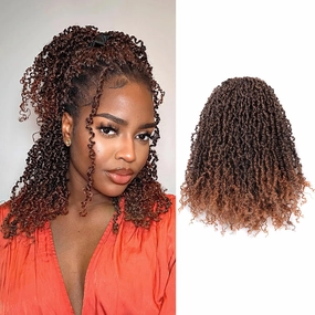 GIX Yanky Twist Crochet Hair - 10 Inch 8 Packs (240 Strands) Ombre Brown Pre-twisted Fluffy Spring Mini Twist Short Passion Twist, Pre-Looped Crochet Braids Braiding Hair (10 Inch, T30-8P)