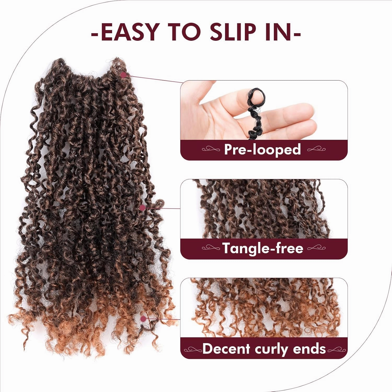 GIX Yanky Twist Crochet Hair - 10 Inch 8 Packs (240 Strands) Ombre Brown Pre-twisted Fluffy Spring Mini Twist Short Passion Twist, Pre-Looped Crochet Braids Braiding Hair (10 Inch, T30-8P)