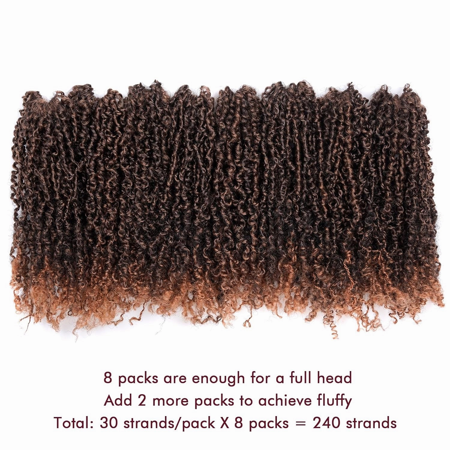 GIX Yanky Twist Crochet Hair - 10 Inch 8 Packs (240 Strands) Ombre Brown Pre-twisted Fluffy Spring Mini Twist Short Passion Twist, Pre-Looped Crochet Braids Braiding Hair (10 Inch, T30-8P)
