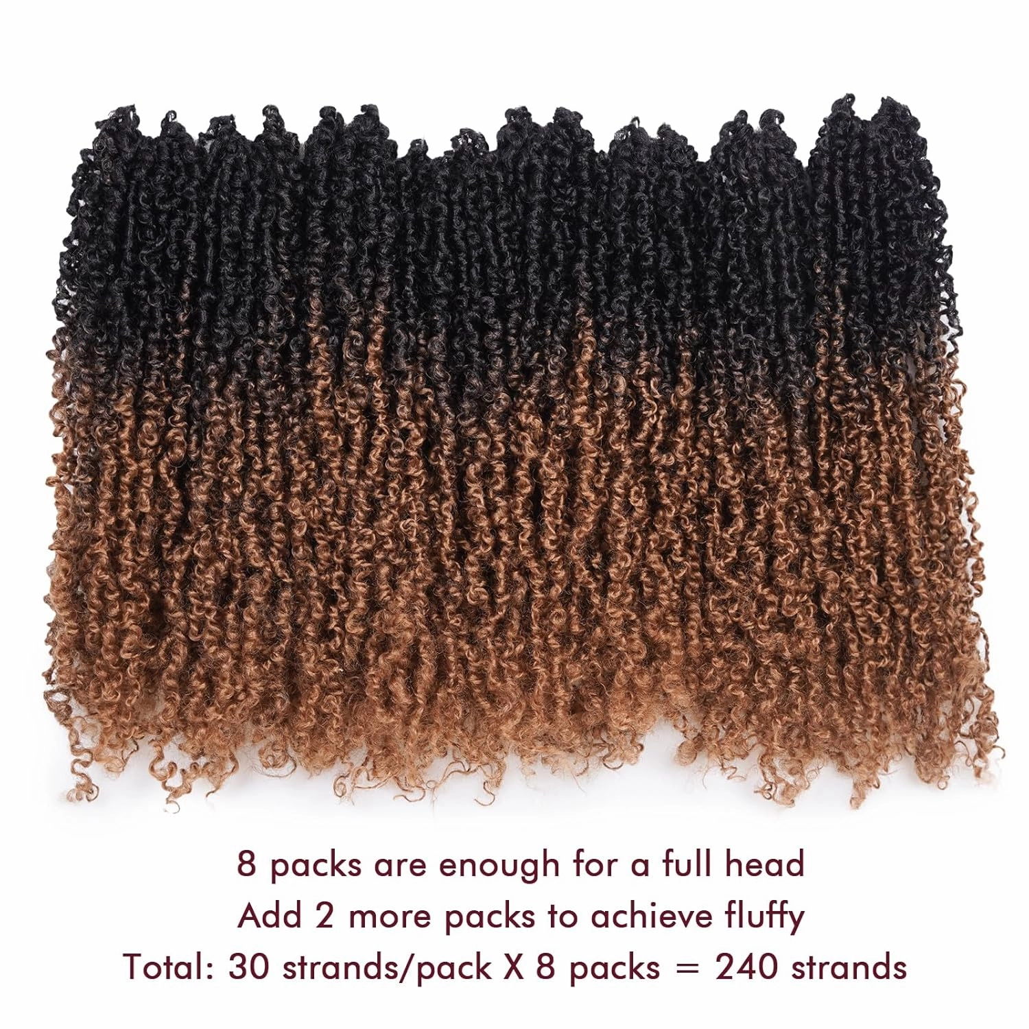 GIX Yanky Twist Crochet Hair - 10 Inch 8 Packs (60 Strands) Ombre Brown Pre-twisted Fluffy Spring Mini Twist Short Passion Twist, Pre-Looped Crochet Braids Braiding Hair (10 Inch, OT30-8P)