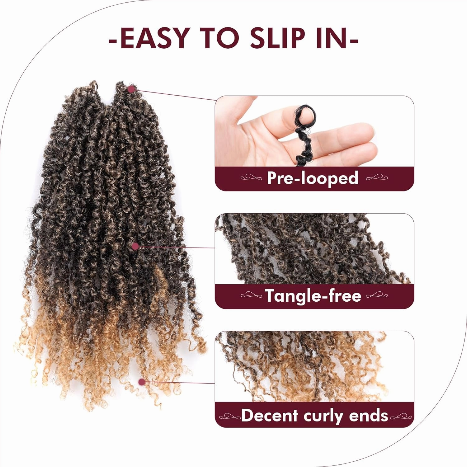 GIX Yanky Twist Crochet Hair - 6 Inch 2 Packs (30 Strands/Pcs) Ombre Blonde Pre-twisted Fluffy Spring Mini Twist Short Bob Passion Twist, Crochet Braids Braiding Hair (6 Inch, T27-2P)