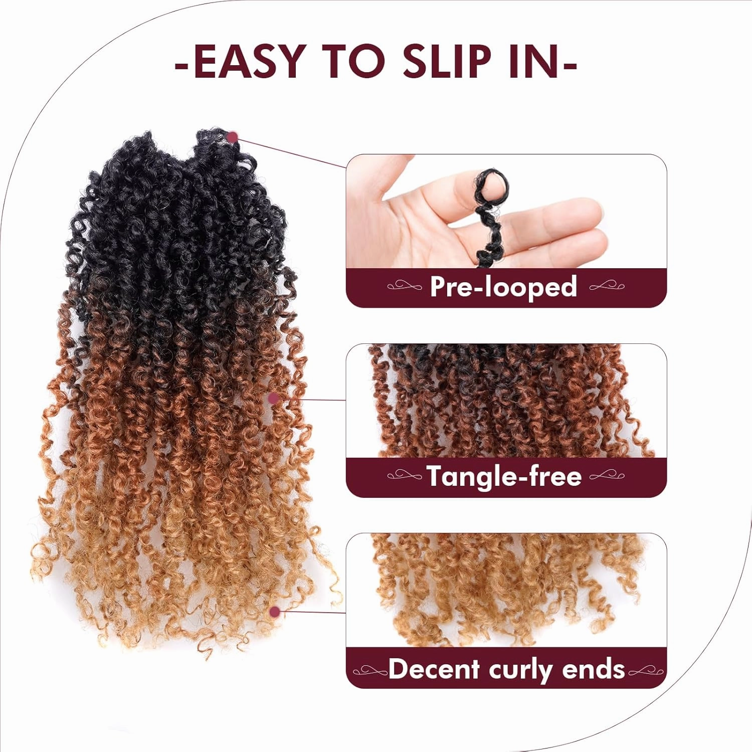 GIX Yanky Twist Crochet Hair - 8 Inch 8 Packs (240 Strands) 3 Tones Ombre Brown Pre-twisted Fluffy Spring Mini Twist Short Bob Passion Twist, Crochet Braids Braiding Hair (8 Inch, OT30/27-8P)