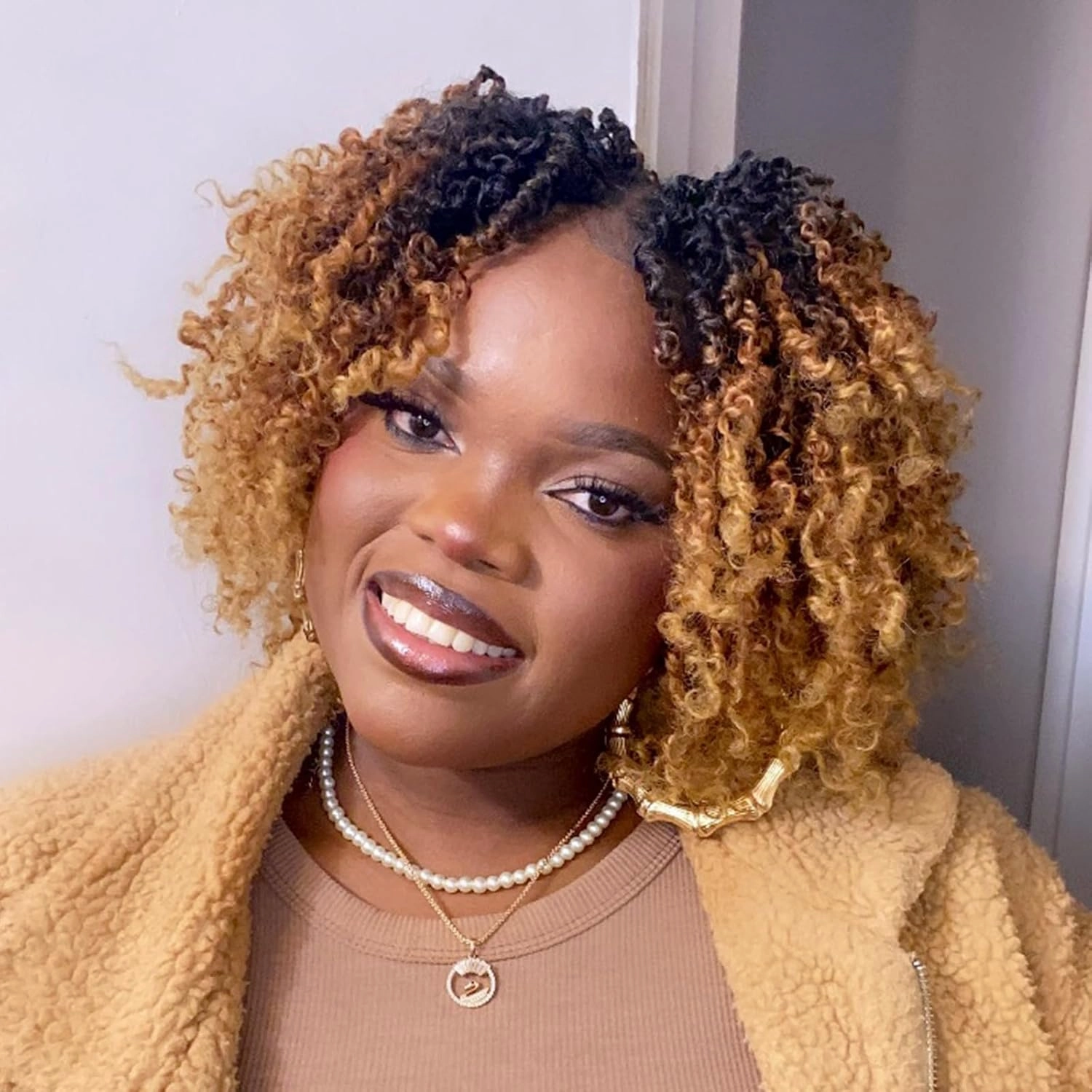GIX Yanky Twist Crochet Hair - 8 Inch 8 Packs (240 Strands) 3 Tones Ombre Brown Pre-twisted Fluffy Spring Mini Twist Short Bob Passion Twist, Crochet Braids Braiding Hair (8 Inch, OT30/27-8P)