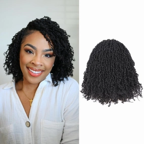 GIX Yanky Twist Crochet Hair - 8 Inch 8 Packs (240 Strands) Natural Black Pre-twisted Fluffy Spring Mini Twist Short Bob Passion Twist, Pre-Looped Crochet Braids Braiding Hair (8 Inch, 1B-8P)