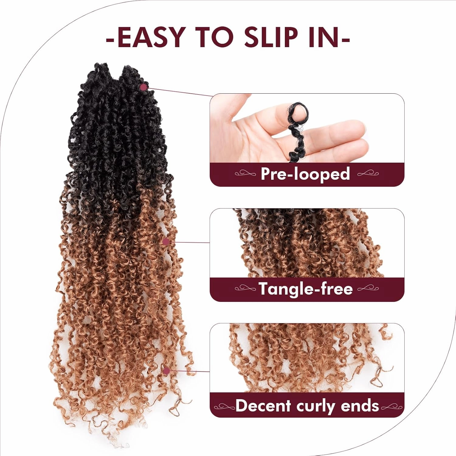 GIX Yanky Twist Crochet Hair - 8 Inch 8 Packs (240 Strands) Pre-twisted Fluffy Spring Mini Twist Short Passion Twist, Ombre Brown Pre-Looped Crochet Braids Braiding Hair (8 Inch, OT30-8P)