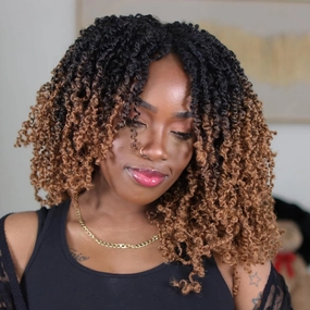 GIX Yanky Twist Crochet Hair - 8 Inch 8 Packs (240 Strands) Pre-twisted Fluffy Spring Mini Twist Short Passion Twist, Ombre Brown Pre-Looped Crochet Braids Braiding Hair (8 Inch, OT30-8P)