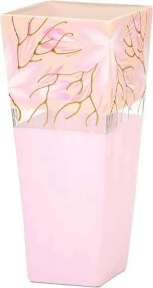 Glass Vase | Trapeze vase | Art Decorated Glass Vase for Flowers | Table vase 10 inch | Interior Design | Home Decor