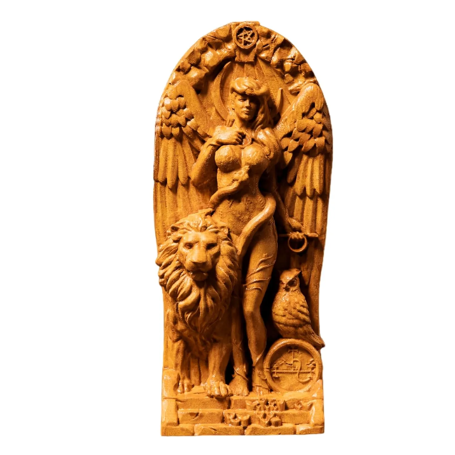 Goddess lilith Demoness statue Blood moon Queen of the death Witchcraft Wood sculpture Occult decor Lucifer，Altar Crafts, Creative Desktop Decorations (Wood)
