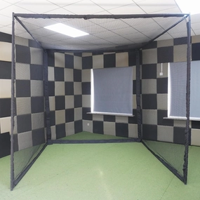 Golf Cage – 9’10” x 9’10” x 9’10” Golf Practice Enclosure with Frame, Protective Netting & Foam Padding – 2cm or 3cm Mesh Options – Easy Setup for Indoor/Outdoor Use