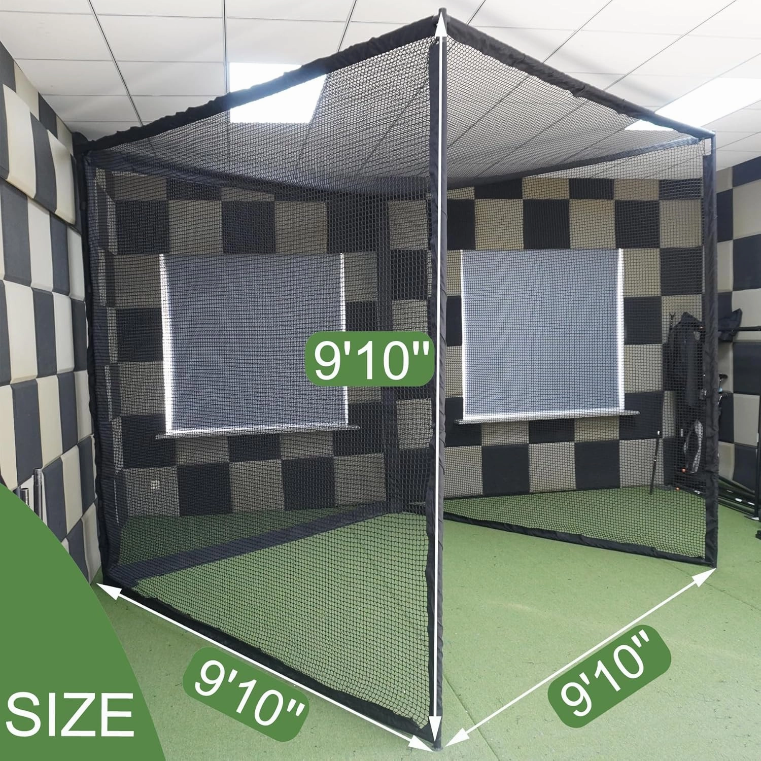 Golf Cage – 9’10” x 9’10” x 9’10” Golf Practice Enclosure with Frame, Protective Netting & Foam Padding – 2cm or 3cm Mesh Options – Easy Setup for Indoor/Outdoor Use