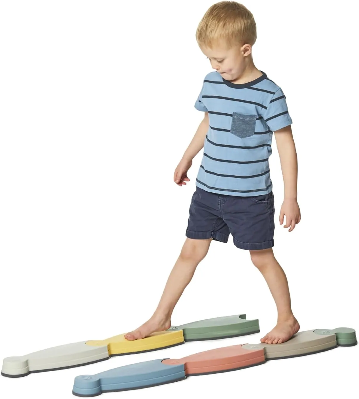 GONGE River Balance Course Set - 7 Elements for Gross Motor Skills Development, Multiple Path Creations - Safe and Sturdy - Ages 2 , Nordic