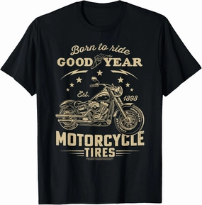 Goodyear Born To Ride Motorcycle Tires Vintage Logo T-Shirt