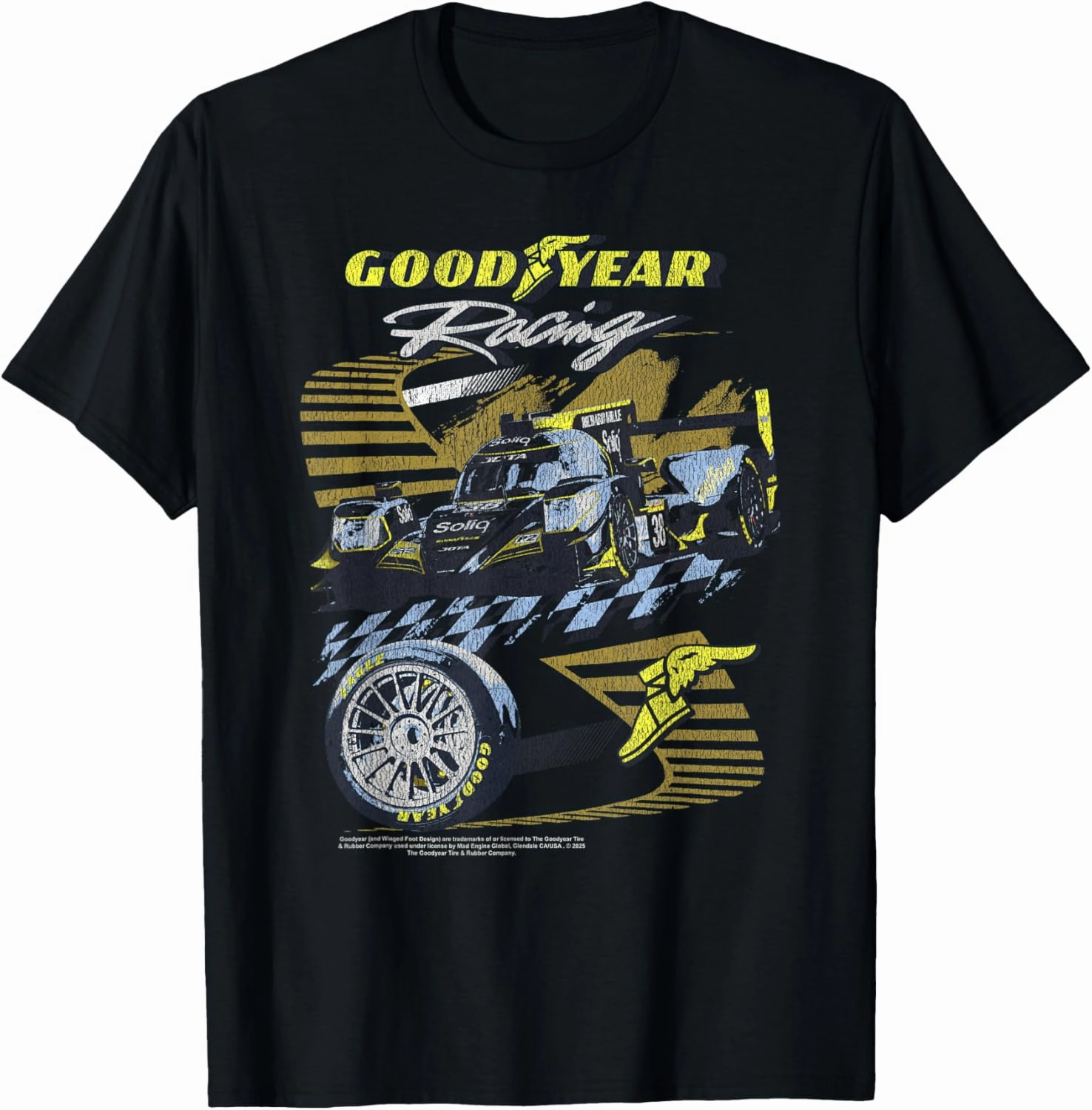 Goodyear Racing Eagle Tires Race Car Logo Distressed T-Shirt