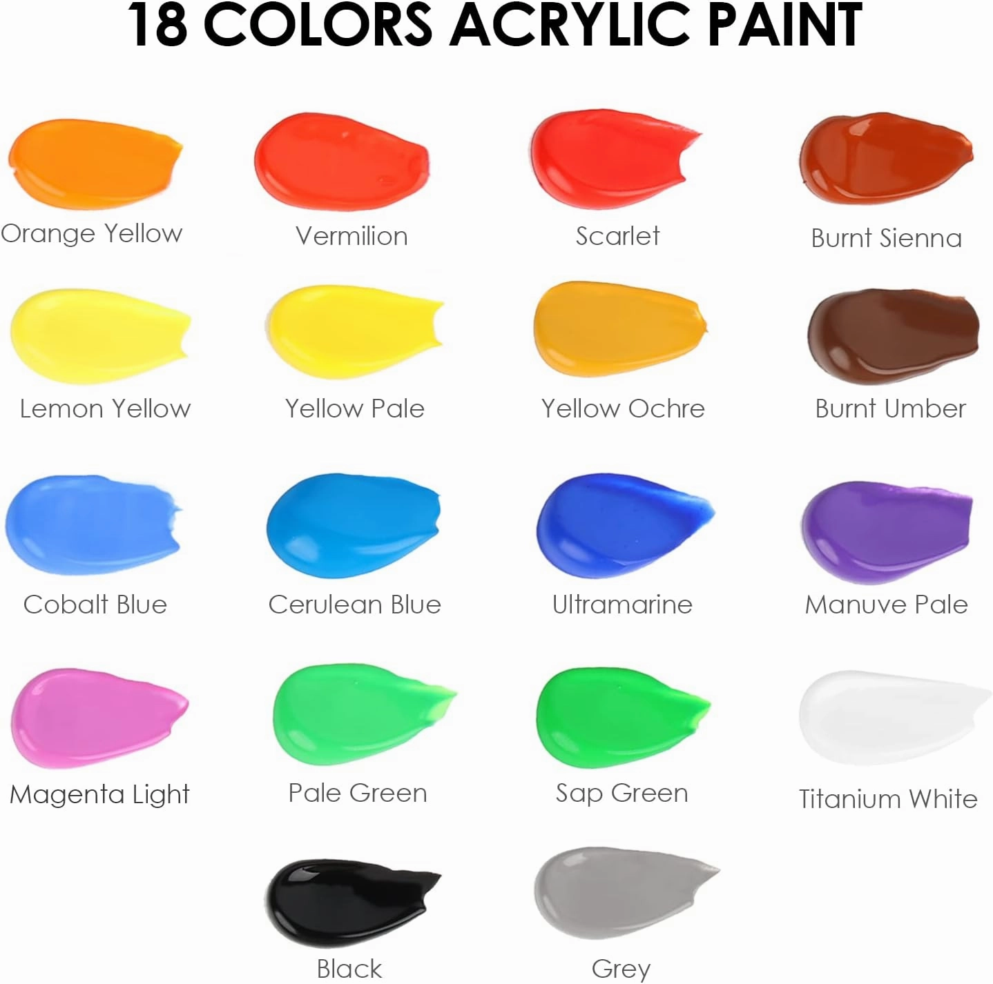 GOTIDEAL Acrylic Paint Set with 10 Brushes, 18 Colors(59ml, 2 oz) Art Craft Paint Non Toxic, Perfect for Hobby Painters, Artist, Adults, Ideal for Canvas Wood Ceramic Paint Supplies
