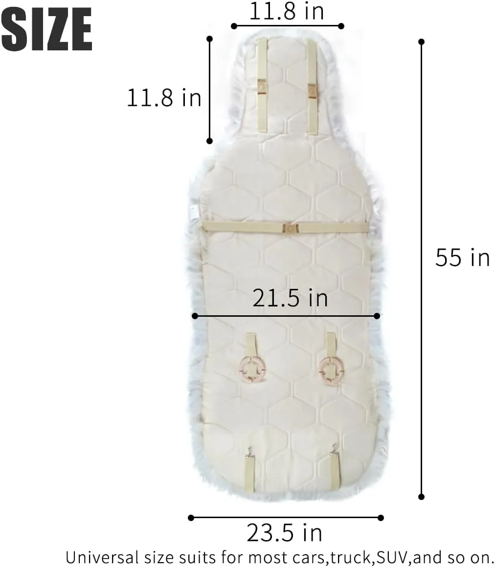 Gracefur 1 Pack Easy-Install Sheepskin Car Seat Covers, Airbag Compatible Comfort and Protection Front Seat Covers for Cars/SUVs/Trucks/Vans/RVs (White)