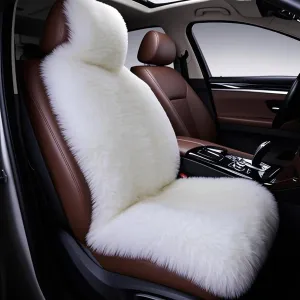 Gracefur 1 Pack Easy-Install Sheepskin Car Seat Covers, Airbag Compatible Comfort and Protection Front Seat Covers for Cars/SUVs/Trucks/Vans/RVs (White)