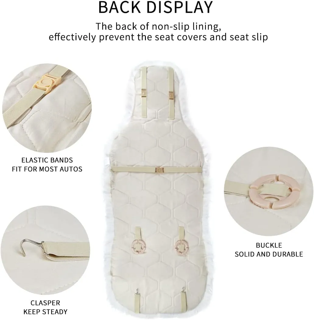 Gracefur 1 Pack Easy-Install Sheepskin Car Seat Covers, Airbag Compatible Comfort and Protection Front Seat Covers for Cars/SUVs/Trucks/Vans/RVs (White)