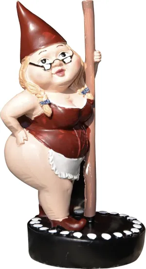 GREBSTK Pole Dancing Gnome Statue Outdoor Statues Garden Sculpture Decoration Garden Figurine Art, 6.5 Inch