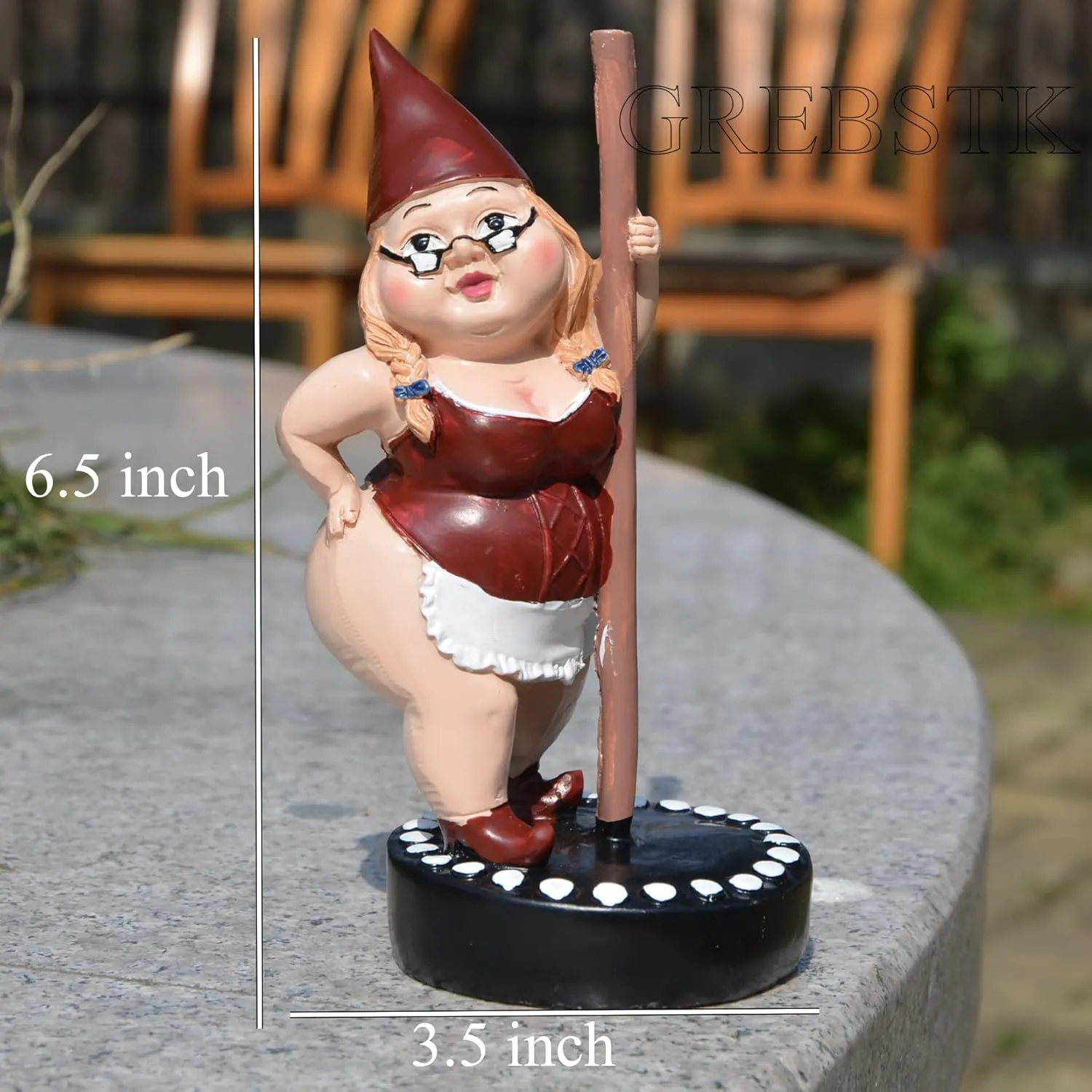 GREBSTK Pole Dancing Gnome Statue Outdoor Statues Garden Sculpture Decoration Garden Figurine Art, 6.5 Inch