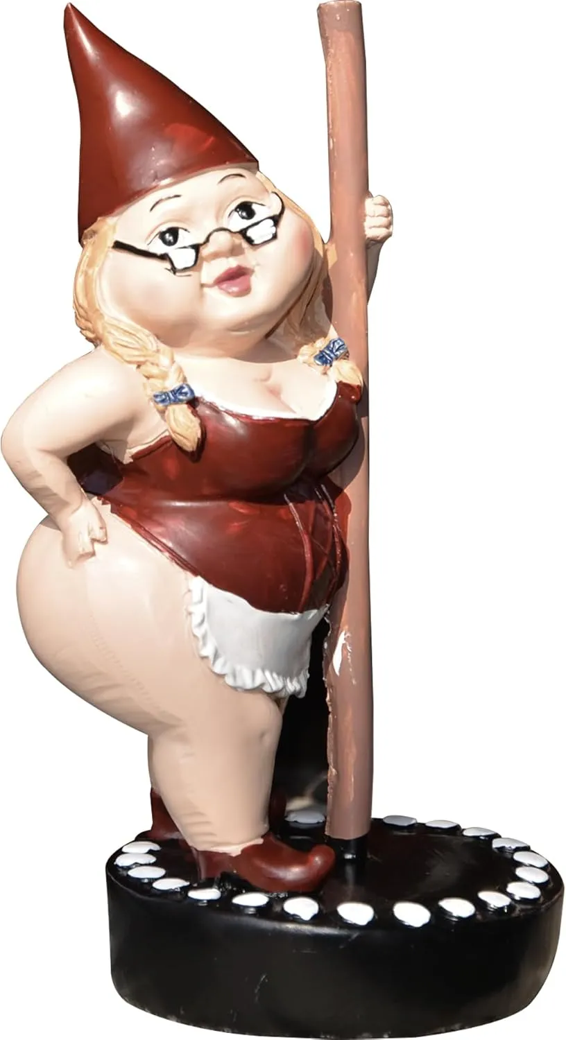 GREBSTK Pole Dancing Gnome Statue Outdoor Statues Garden Sculpture Decoration Garden Figurine Art, 6.5 Inch