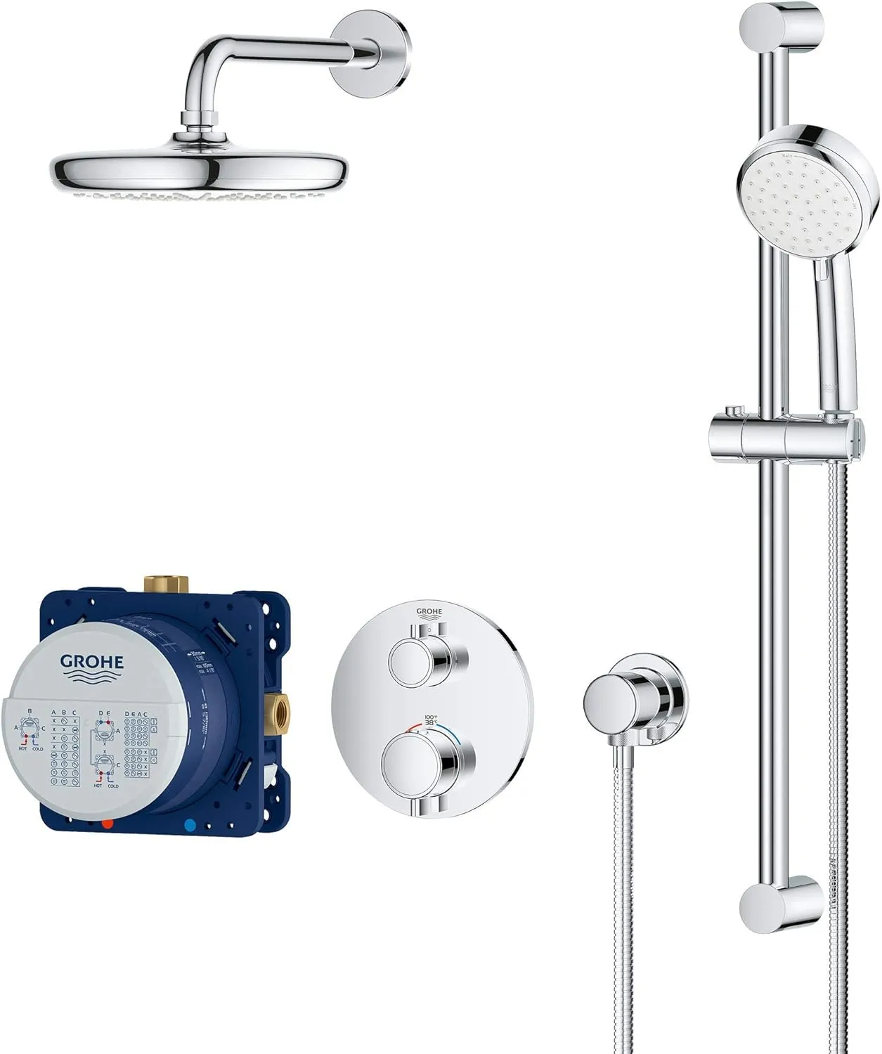 GROHE 34745000 Grohtherm Cube Shower Set with Tempesta 210, Starlight Chrome