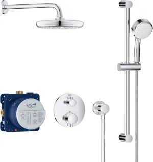 GROHE 34745000 Grohtherm Cube Shower Set with Tempesta 210, Starlight Chrome