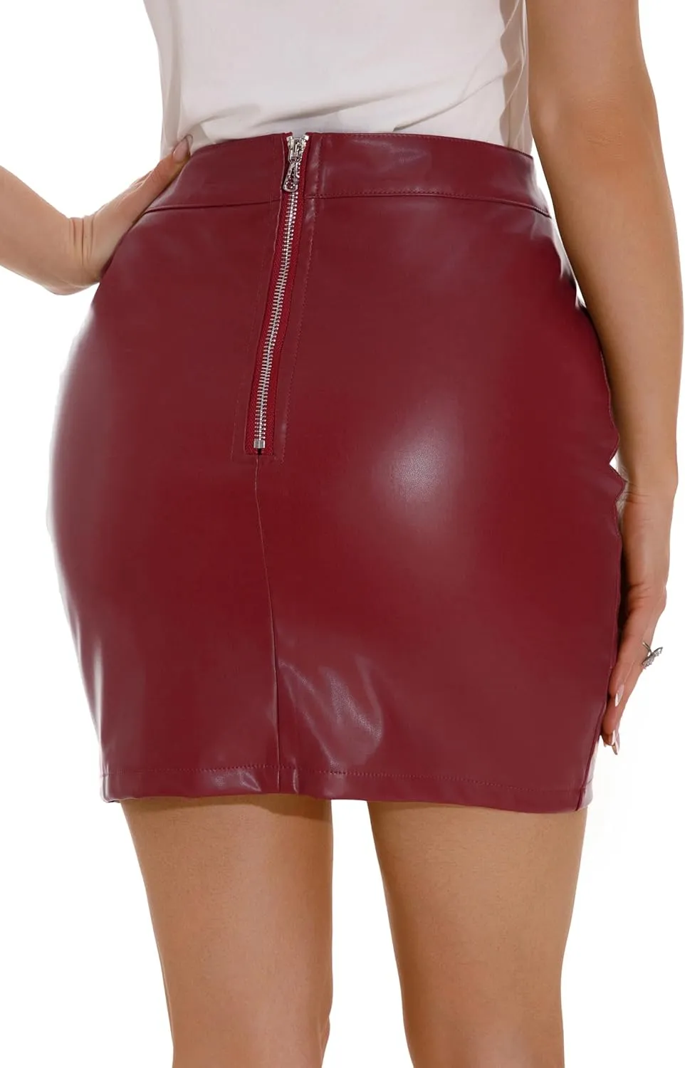 GUANYY Women's High Waisted Faux Leather Mini Pencil Skirt - Classic & Slim