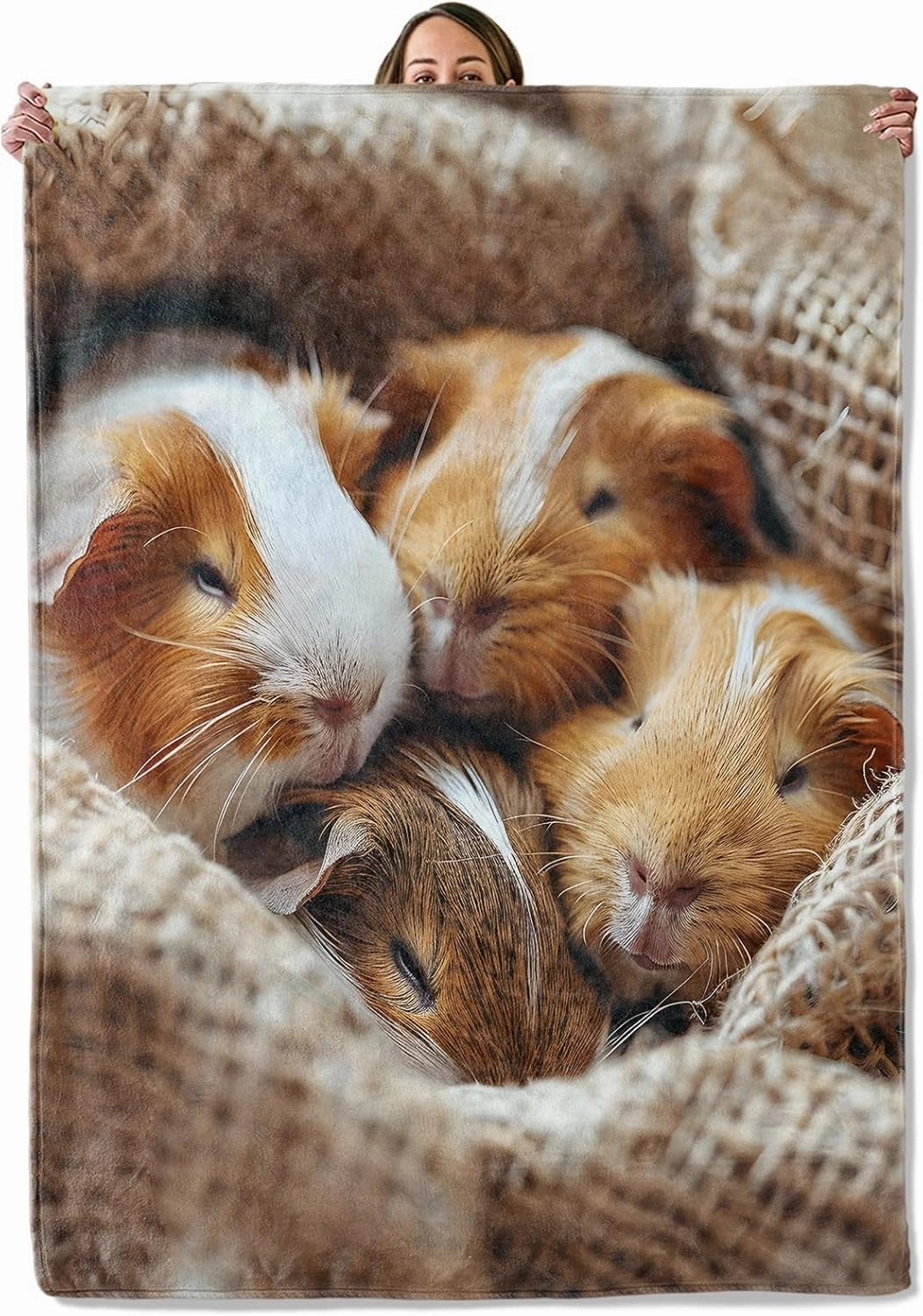 Guinea Pig Gifts, Guinea Pig Family Blanket for Adults Women Kids, 40x50 in, Cozy Fuzzy Warm Soft Throw Blankets for Bedroom, Camping, Couch, Decor