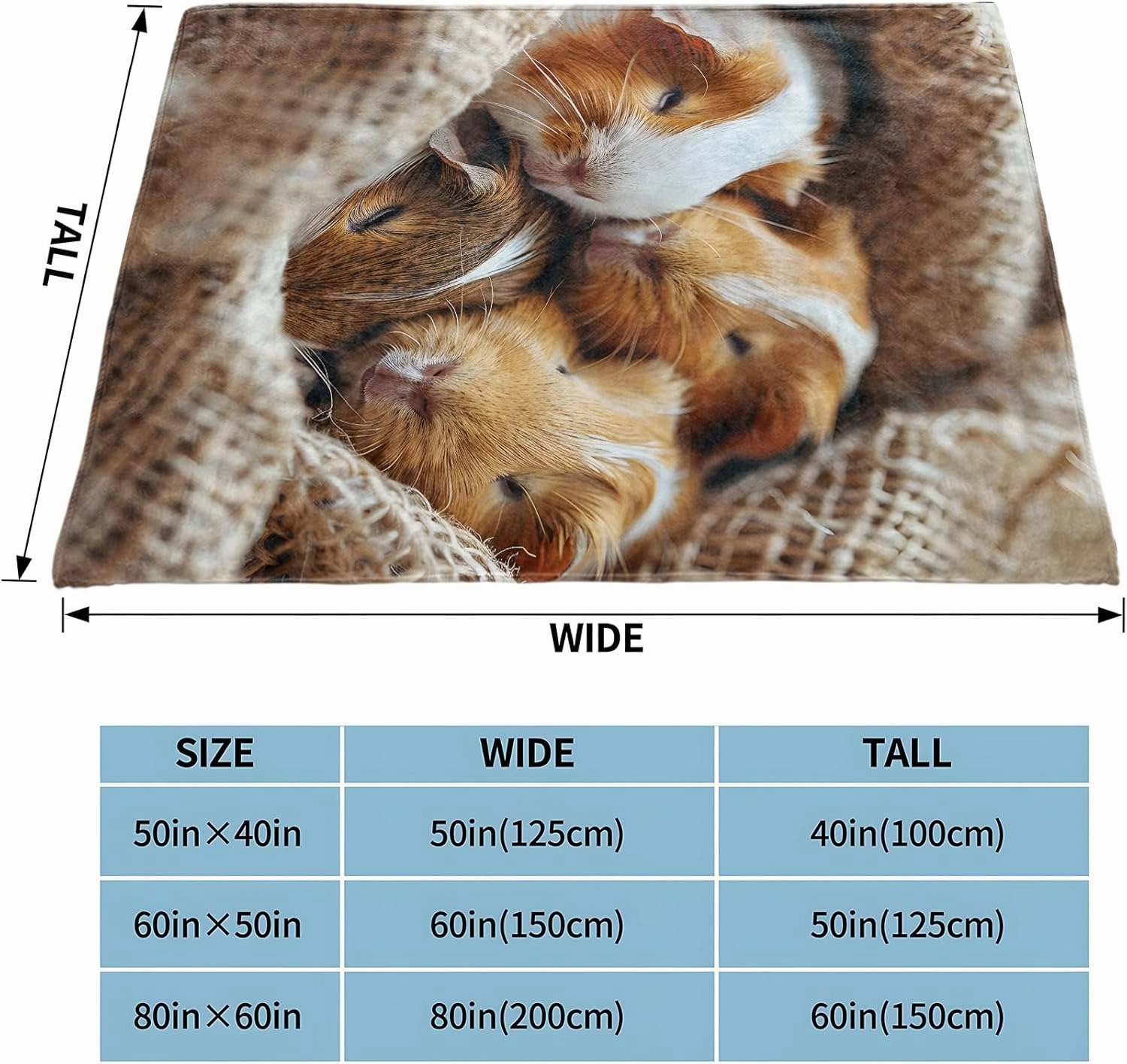 Guinea Pig Gifts, Guinea Pig Family Blanket for Adults Women Kids, 40x50 in, Cozy Fuzzy Warm Soft Throw Blankets for Bedroom, Camping, Couch, Decor