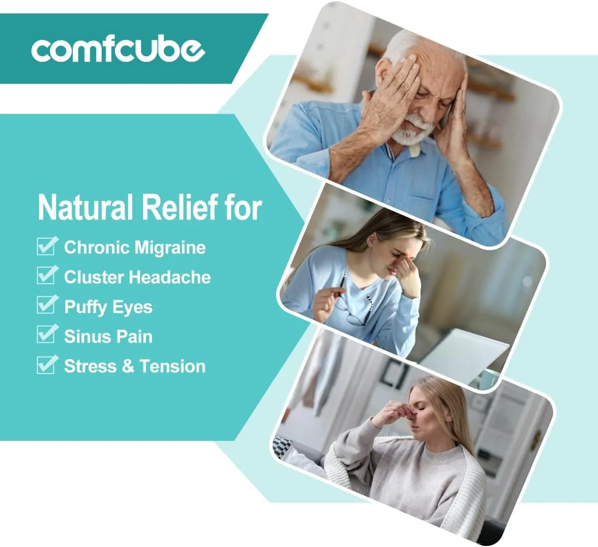 Head Ice Pack for Migraine Relief, 2 Hours Long Lasting Cold Therapy Flexible Cold Pack Head Ice Wrap Cooling Mask for Headache, Sinus Pain, Tension, Stress, Puffy Eyes