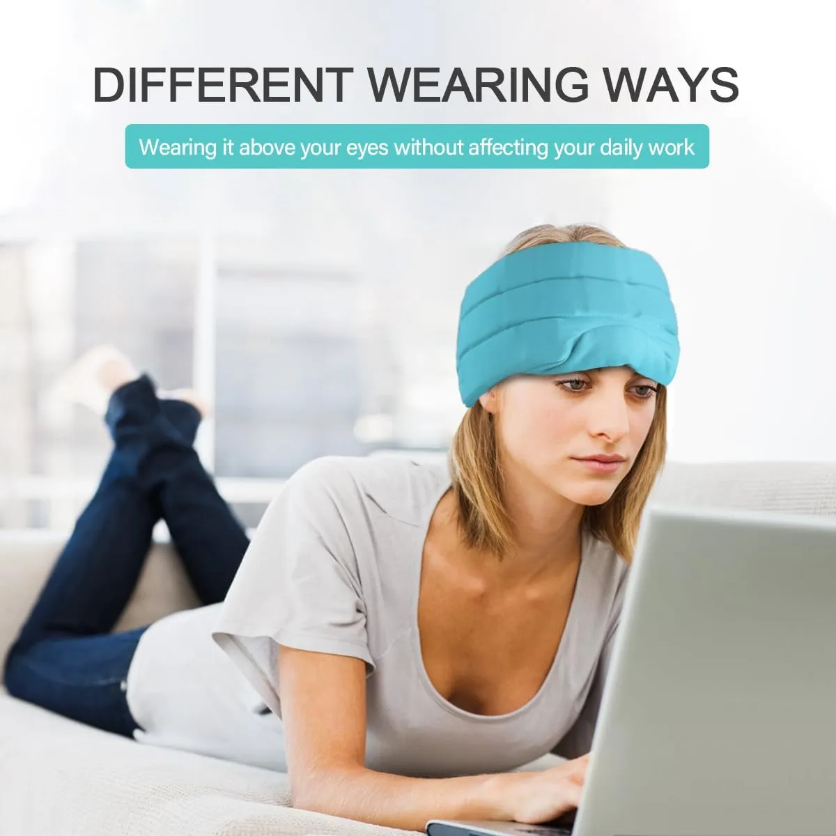 Head Ice Pack for Migraine Relief, 2 Hours Long Lasting Cold Therapy Flexible Cold Pack Head Ice Wrap Cooling Mask for Headache, Sinus Pain, Tension, Stress, Puffy Eyes