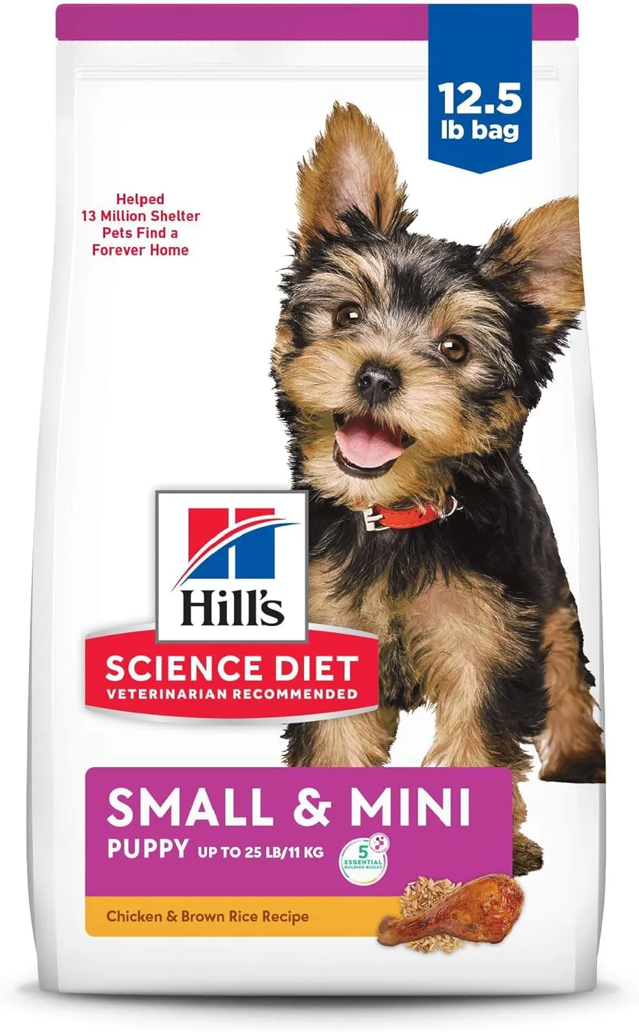 Hill's Science Diet Small & Mini Breeds, Puppy, Premium Nutrition Dry Dog Food, Chicken & Barley Recipe, 12.5 lb Bag