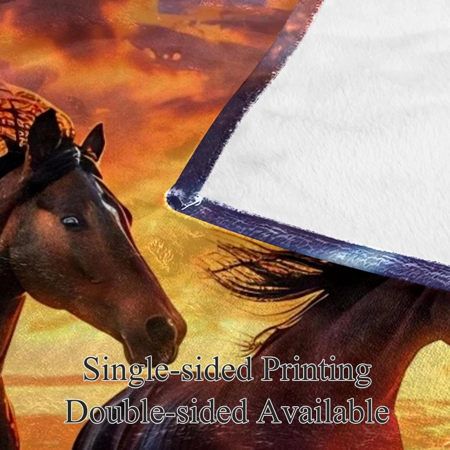 Horse on Sunrise Prairie Plush Throw Blanket for Couch 59" x 79" - Lightweight Soft Blankets and Throws for Sofa Camping Beach Picnic