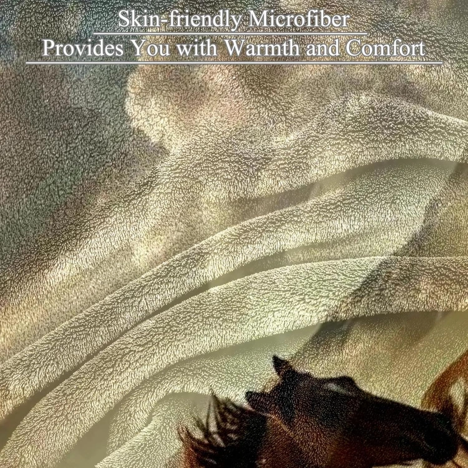 Horses Galloping in The Grassland Plush Throw Blanket for Couch 59" x 79" - Lightweight Soft Blankets and Throws for Sofa Camping Beach Picnic