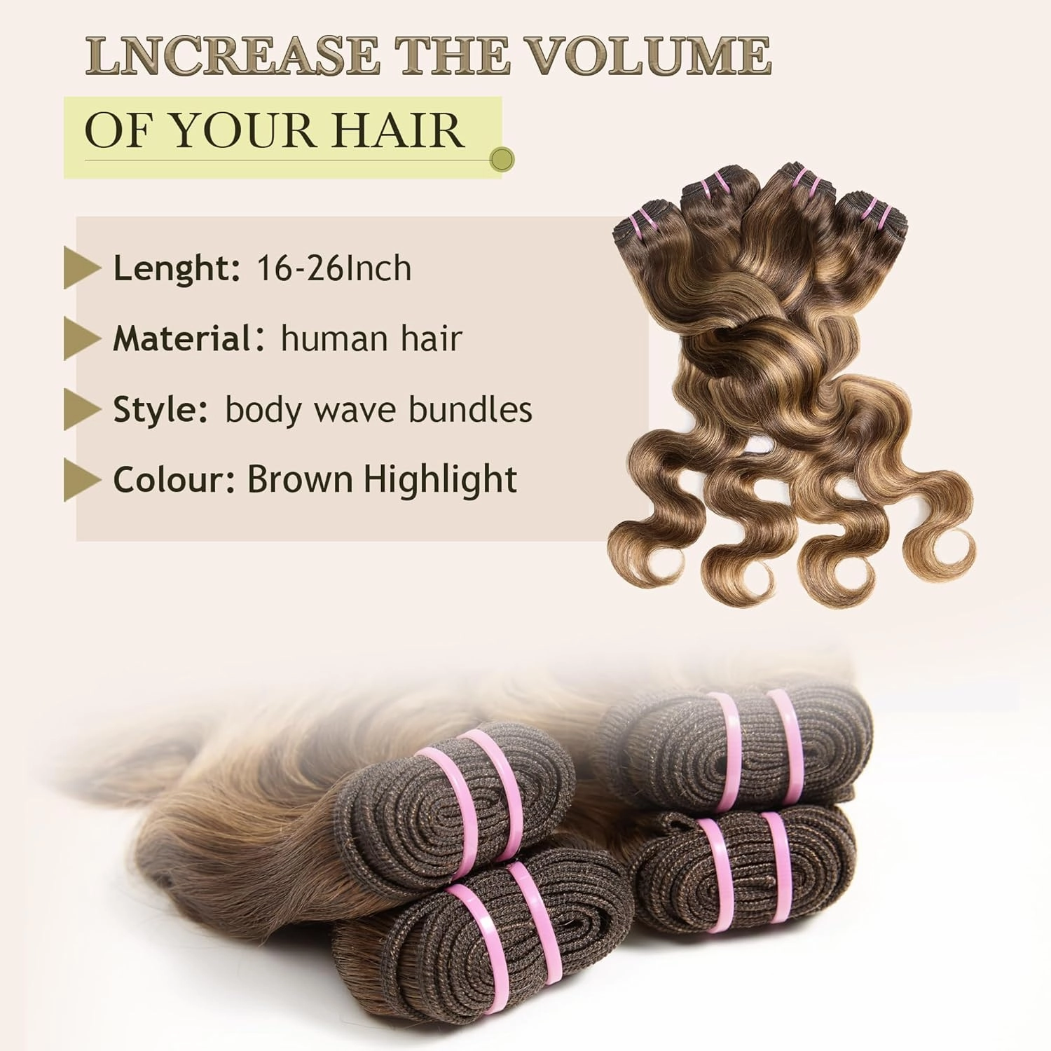 Human Hair Bundles 4 Bundles 18 20 22 24 Inch Hair Extensions Honey Blonde Highlight Body Wave Human Hair 100% Unprocessed Brazilian Virgin Hair Quick Weave P4/27