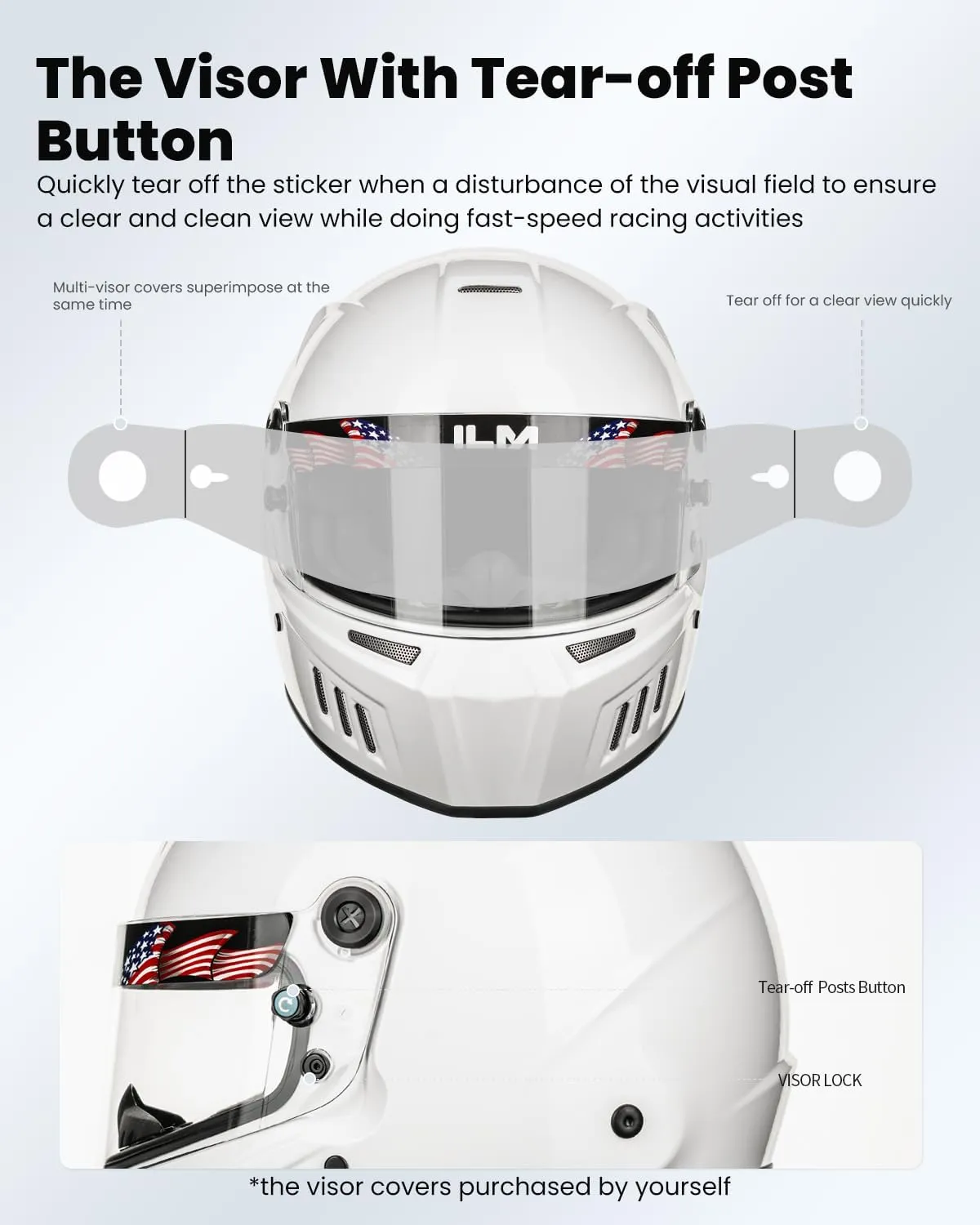 ILM Snell SA2020 Full Face Auto Racing Helmets Lightweight Fiberglass for Adult Men and Women Model 890