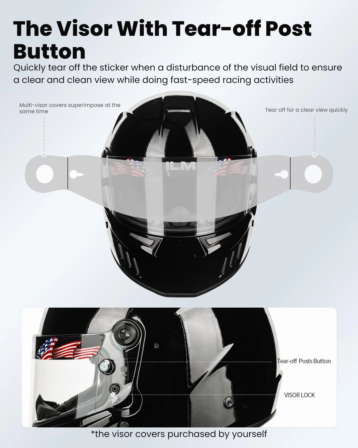 ILM Snell SA2020 Full Face Auto Racing Helmets Lightweight Fiberglass for Adult Men and Women Model 890