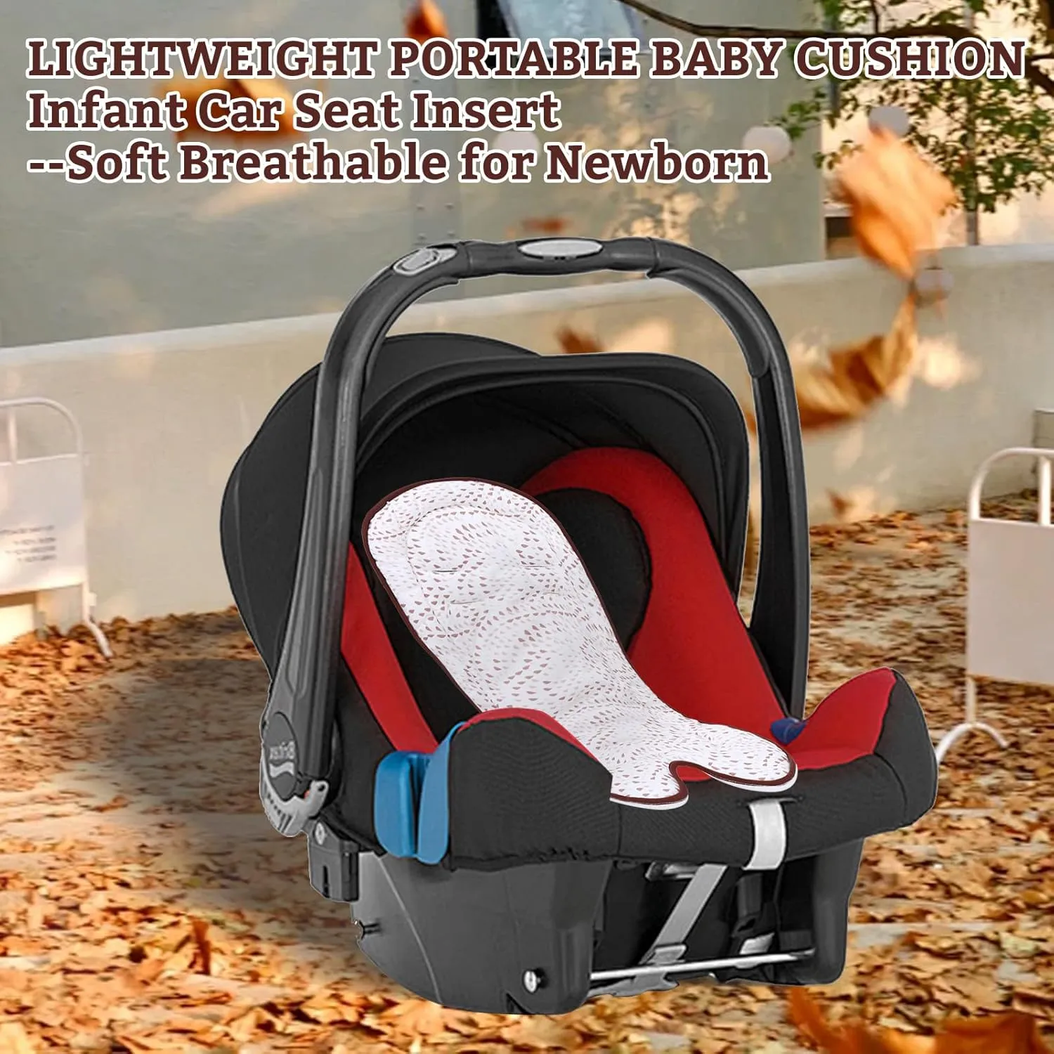 Infant Car Seat Insert-Dining Chairs Pad,Safety Seats and Baskets Insert-Reversible Sandwich Honeycomb and Cotton, Baby Stroller Cushion for Newborn,65 * 35CM,1Pack(Pink Raindrops)