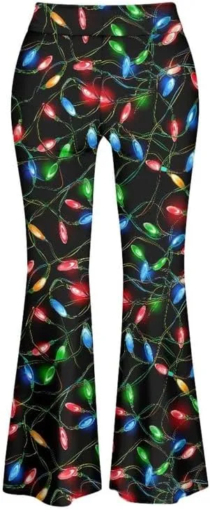 Irisjudy Rainbow Hearts Women's Flared Yoga Pants Xmas Bootcut Split-Hem Yoga Leggings Blood Splash Wide Leg Workout Trousers