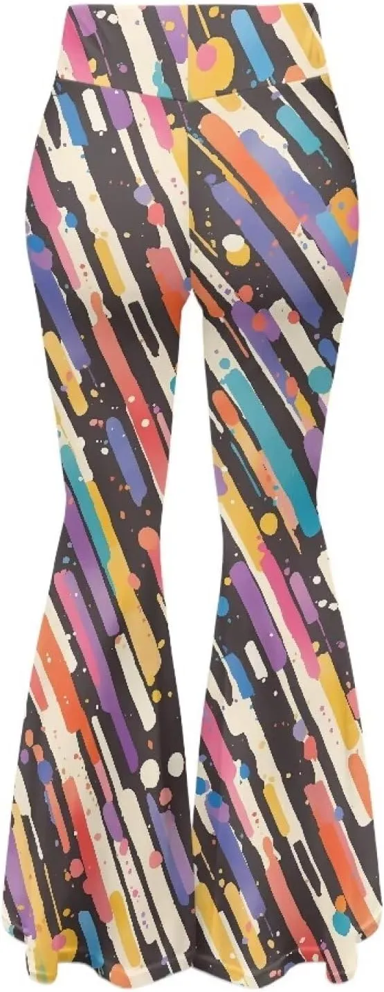 Irisjudy Women Flare Pants LGBT Rainbow Lipprint Bell Bottom Wide Leg Yoga Leggings Sea Turtle Totem Elastic Bootcut Trousers