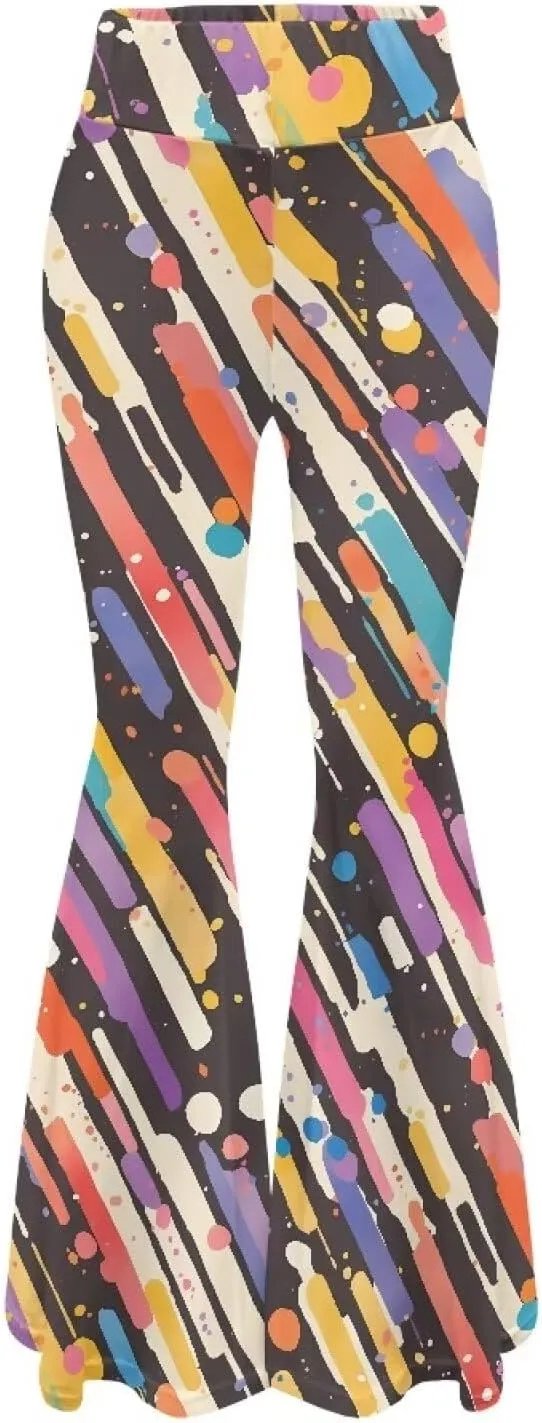 Irisjudy Women Flare Pants LGBT Rainbow Lipprint Bell Bottom Wide Leg Yoga Leggings Sea Turtle Totem Elastic Bootcut Trousers